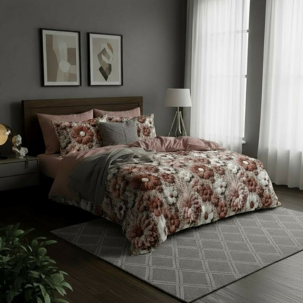 DreamWeave 7D Floral King Bedsheet 108x108 - 240 TC, 200 GSM