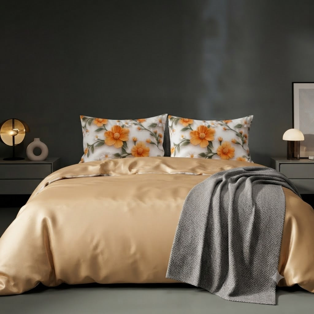 DreamWeave™ 7D Floral Print Glace Cotton Double King Bedsheet with 2 Pillow Covers (240 TC, 200 GSM, 90" x 100")